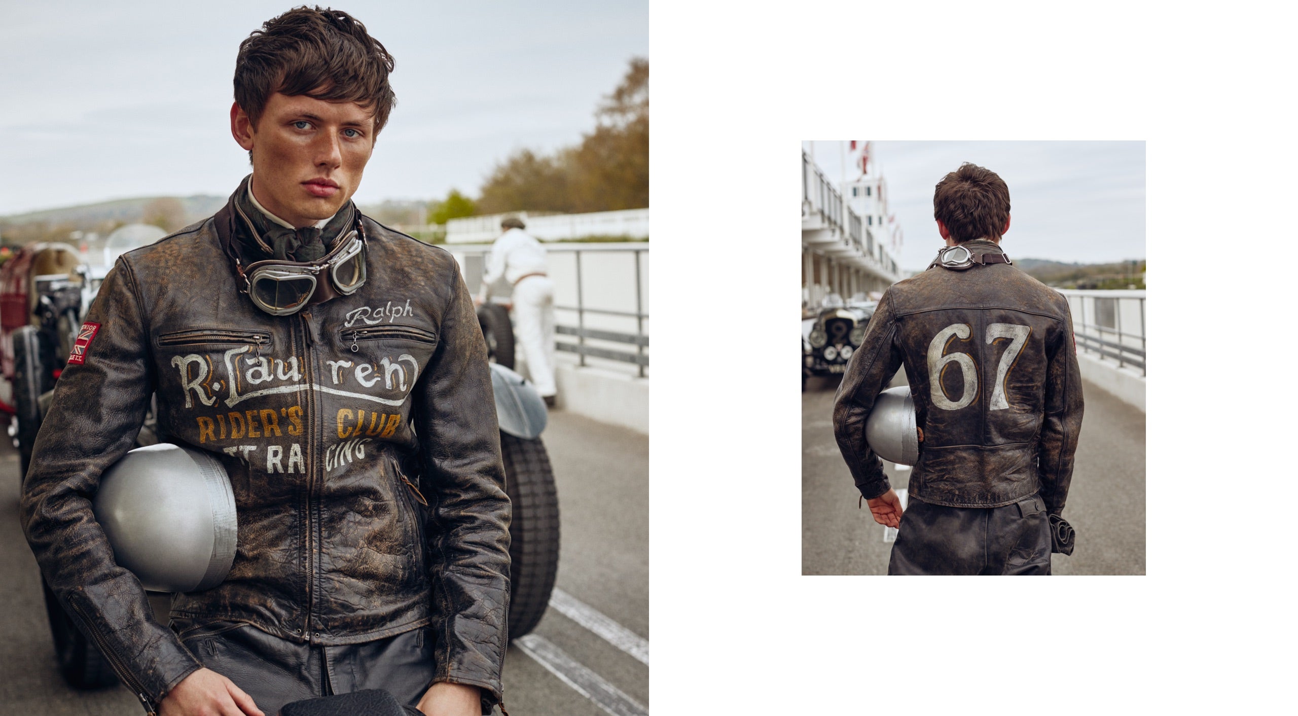 <strong>ON LOCATION</strong><br/><span>This season of Polo Originals, inspired by the golden era of Grand Prix car racing, was photographed at the Goodwood Motor Circuit, which is located in West Sussex, on the 12,000-acre Goodwood Estate. The Circuit has since become known for hosting a number of prestigious motorsport events, including the famous Festival of Speed and Revival.</span> <br/><rlmag_link href="https://www.ralphlauren.ie/en/search?cgid=brands-prl-tough-and-refined-cg"><button class="shop-collection">Shop the Story</button></rlmag_link>
