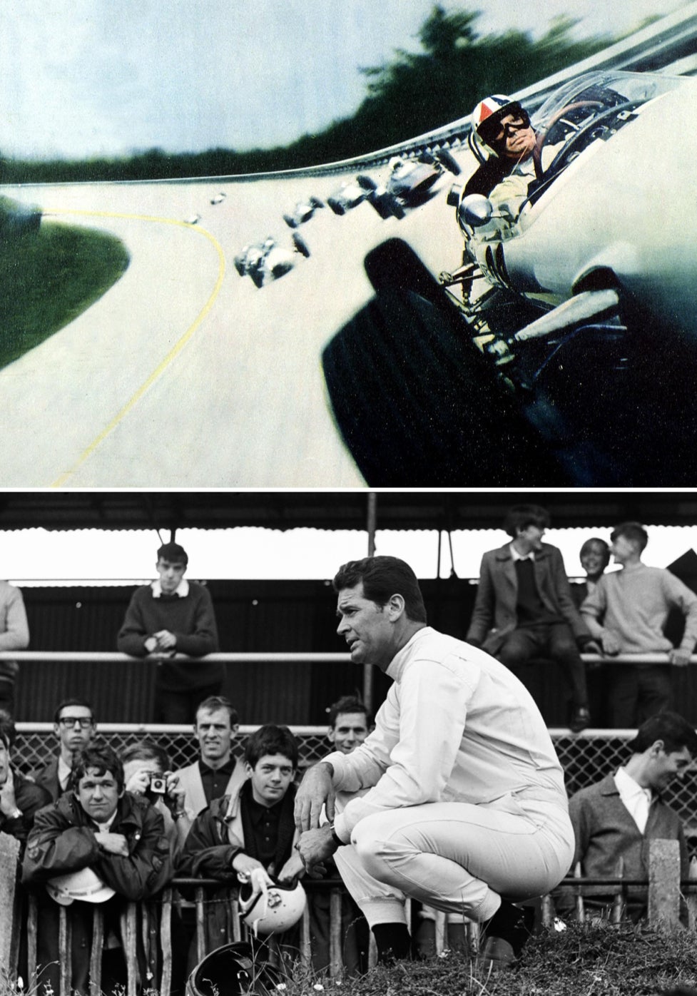 <strong>ROAD WARRIORS</strong><br/><span>Scenes from the film <em>Grand Prix</em>, starring James Garner, Toshiro Mifune, and Fran&ccedil;oise Hardy, among others. It won three Oscars in 1966. </span>