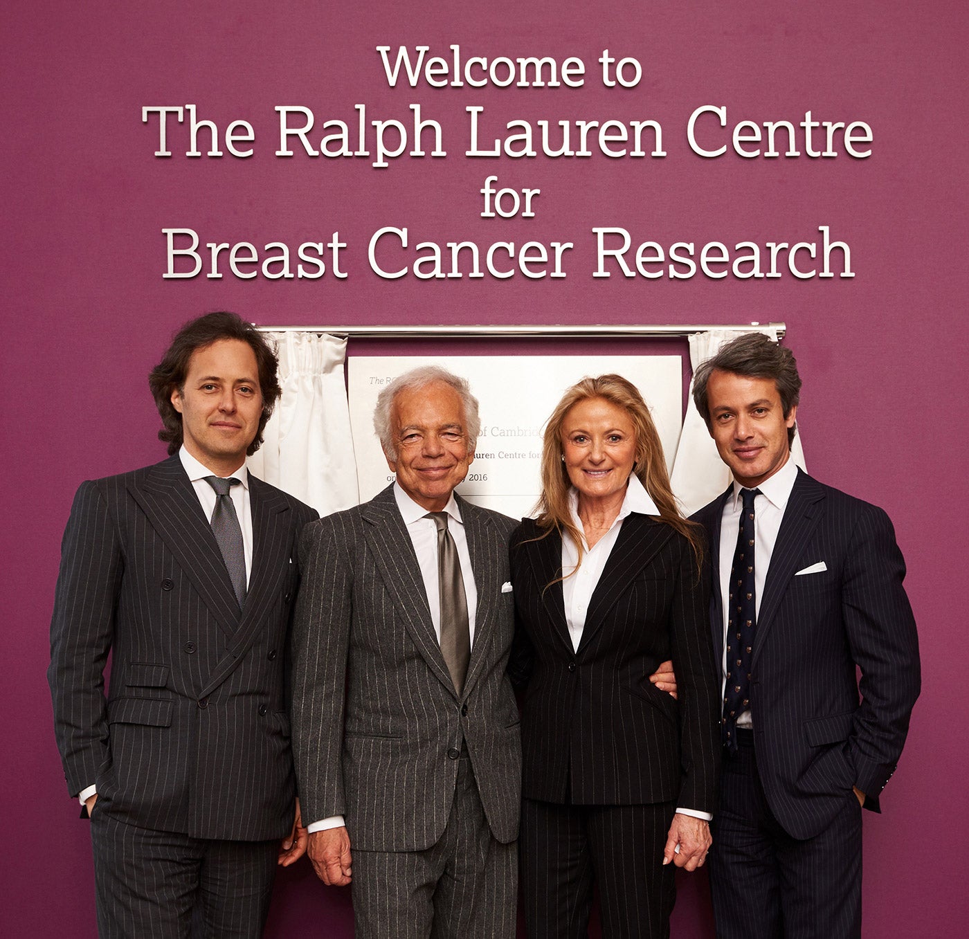                             (Left to right) David, Ralph, Ricky, and Andrew Lauren at the unveiling of The Royal Marsden’s new breast cancer research center