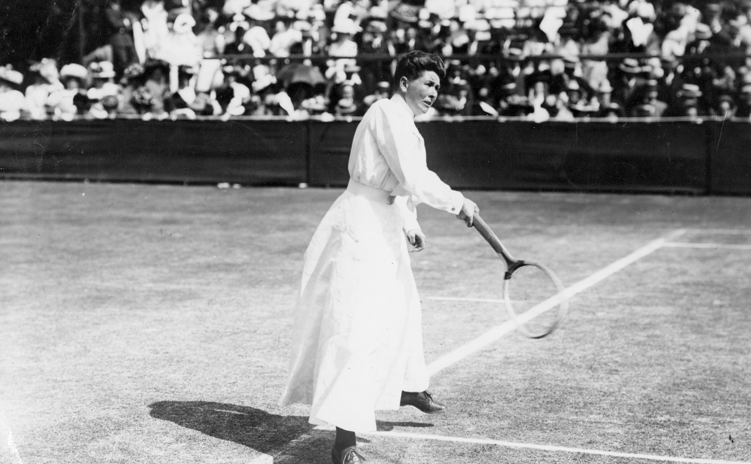 Wimbledon ladies&rsquo; singles champion Charlotte Sterry (nee Cooper) in action at Wimbledon