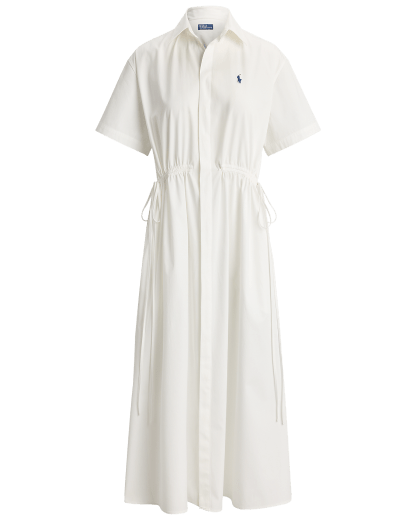 Cotton Drawcord Maxi Shirt Dress